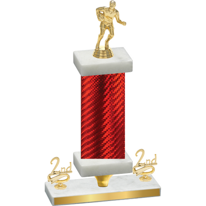 Premium Single Red Carbon Fiber Second Place Rugby Trophy