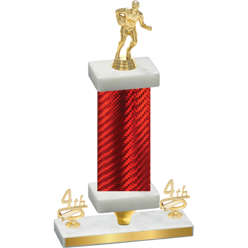 Premium Single Red Carbon Fiber Fourth Place Rugby Trophy