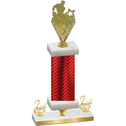 Premium Single Red Carbon Fiber Second Place Rugby Trophy