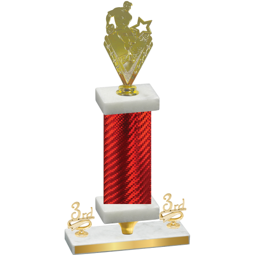 Premium Single Red Carbon Fiber Third Place Rugby Trophy