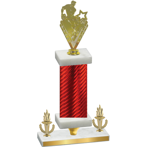 Premium Single Red Carbon Fiber Victory Rugby Trophy