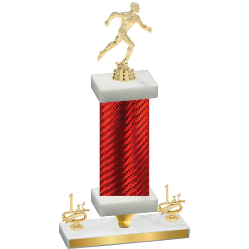 Premium Single Red Carbon Fiber First Place Running Trophy