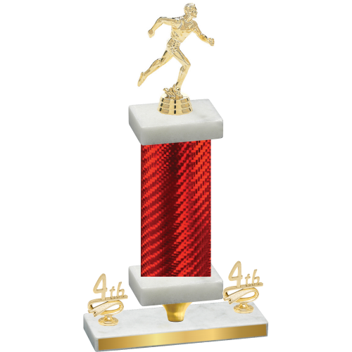 Premium Single Red Carbon Fiber Fourth Place Running Trophy