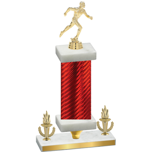 Premium Single Red Carbon Fiber Victory Running Trophy