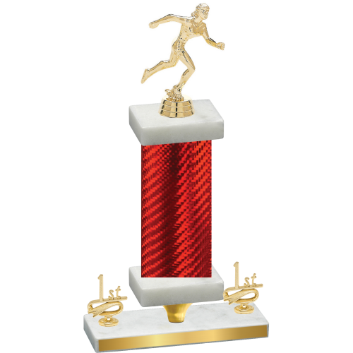 Premium Single Red Carbon Fiber First Place Running Trophy