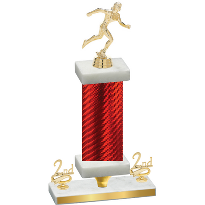 Premium Single Red Carbon Fiber Second Place Running Trophy