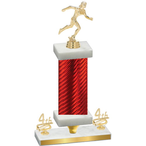 Premium Single Red Carbon Fiber Fourth Place Running Trophy