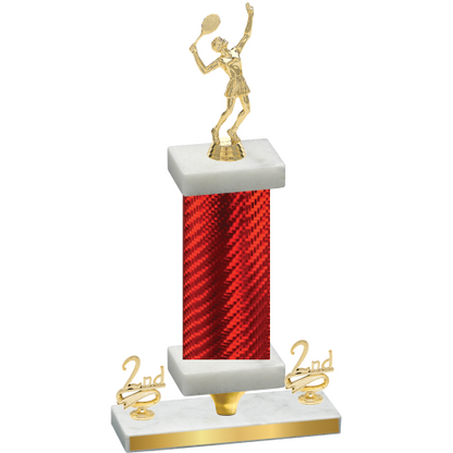 Premium Single Red Carbon Fiber Second Place Tennis Trophy