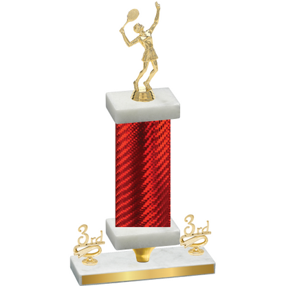 Premium Single Red Carbon Fiber Third Place Tennis Trophy