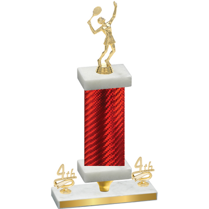 Premium Single Red Carbon Fiber Fourth Place Tennis Trophy