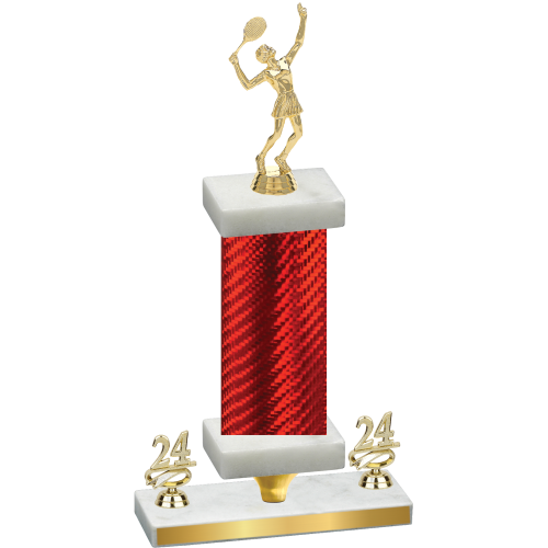 Premium Single Red Carbon Fiber Year Tennis Trophy