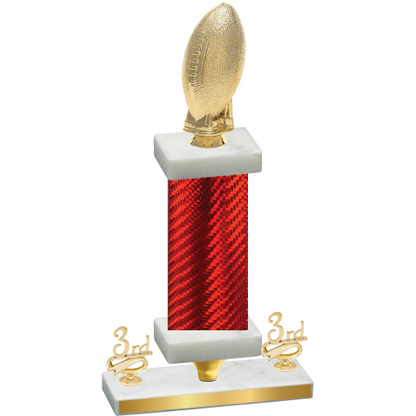 Premium Single Red Carbon Fiber Third Place Football Trophy