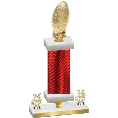 Premium Single Red Carbon Fiber Year Football Trophy