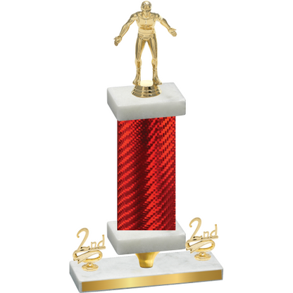 Premium Single Red Carbon Fiber Second Place Wrestling Trophy