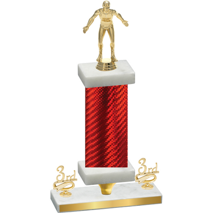 Premium Single Red Carbon Fiber Third Place Wrestling Trophy