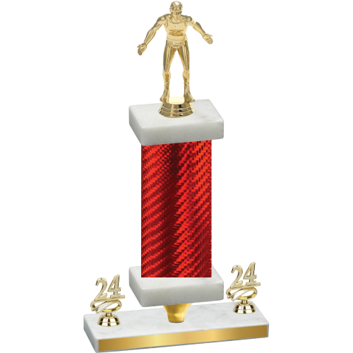 Premium Single Red Carbon Fiber Year Wrestling Trophy