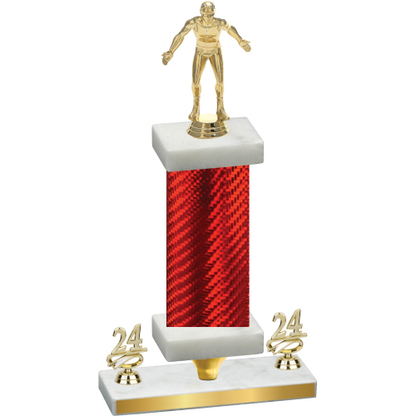 Premium Single Red Carbon Fiber Year Wrestling Trophy