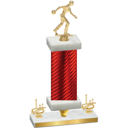 Premium Single Red Carbon Fiber First Place Bowling Trophy