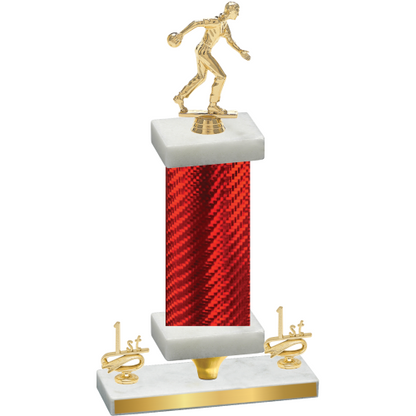 Premium Single Red Carbon Fiber First Place Bowling Trophy