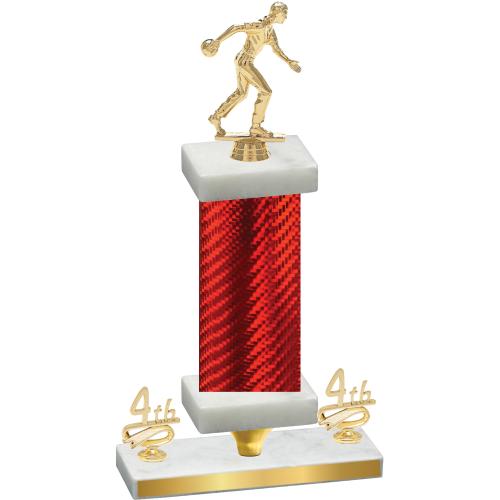 Premium Single Red Carbon Fiber Fourth Place Bowling Trophy