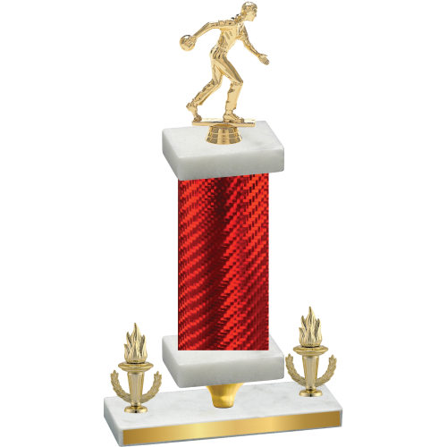 Premium Single Red Carbon Fiber Victory Bowling Trophy