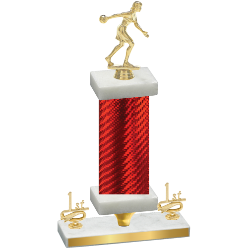 Premium Single Red Carbon Fiber First Place Bowling Trophy