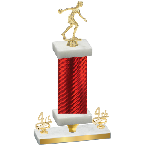 Premium Single Red Carbon Fiber Fourth Place Bowling Trophy