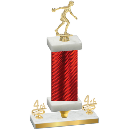 Premium Single Red Carbon Fiber Fourth Place Bowling Trophy
