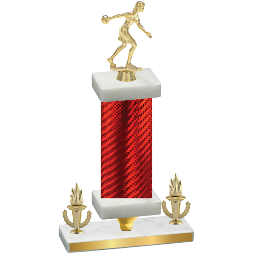 Premium Single Red Carbon Fiber Victory Bowling Trophy