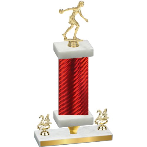 Premium Single Red Carbon Fiber Year Bowling Trophy