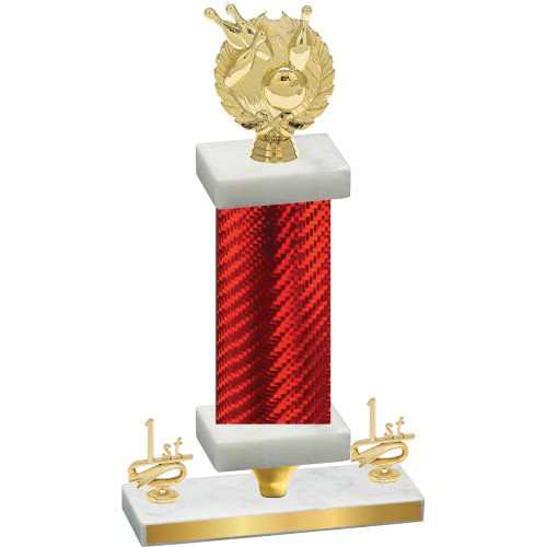 Premium Single Red Carbon Fiber First Place Bowling Trophy