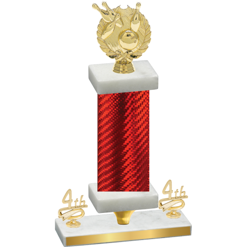 Premium Single Red Carbon Fiber Fourth Place Bowling Trophy