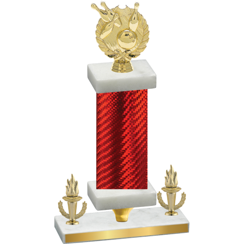 Premium Single Red Carbon Fiber Victory Bowling Trophy