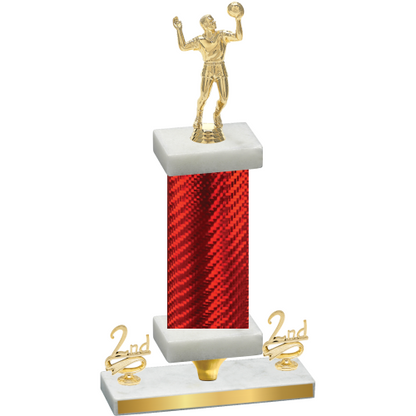 Premium Single Red Carbon Fiber Second Place Volleyball Trophy