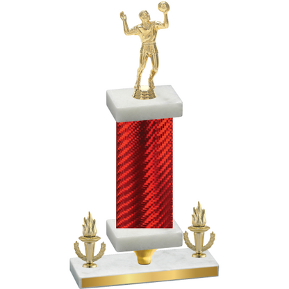 Premium Single Red Carbon Fiber Victory Volleyball Trophy