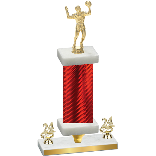 Premium Single Red Carbon Fiber Year Volleyball Trophy