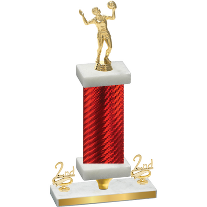 Premium Single Red Carbon Fiber Second Place Volleyball Trophy