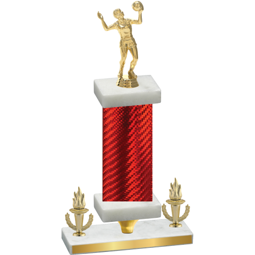 Premium Single Red Carbon Fiber Victory Volleyball Trophy