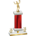 Premium Single Red Carbon Fiber Year Volleyball Trophy