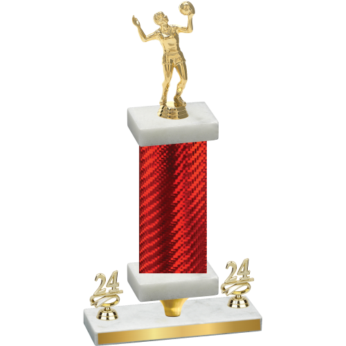 Premium Single Red Carbon Fiber Year Volleyball Trophy