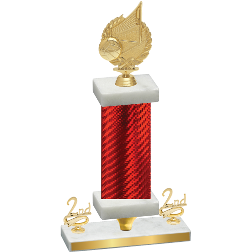 Premium Single Red Carbon Fiber Second Place Volleyball Trophy