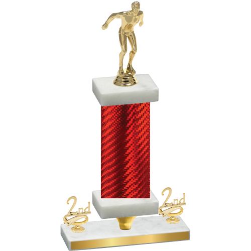 Premium Single Red Carbon Fiber Second Place Swimming Trophy