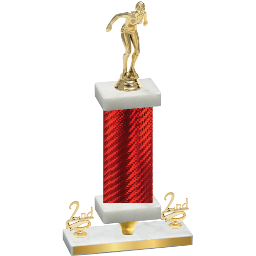 Premium Single Red Carbon Fiber Second Place Tennis Trophy