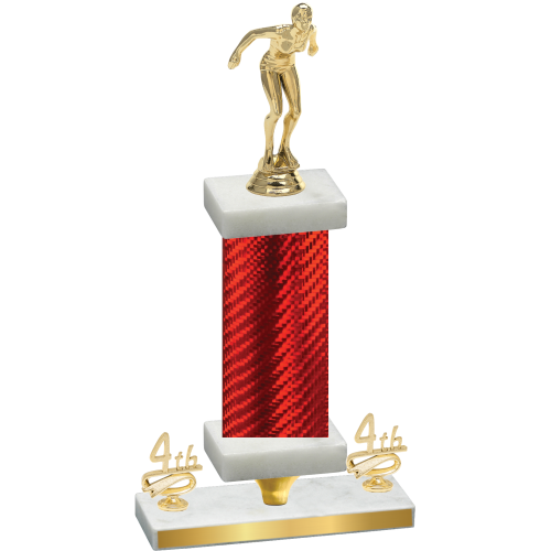 Premium Single Red Carbon Fiber Fourth Place Tennis Trophy