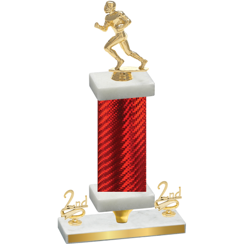 Premium Single Red Carbon Fiber Second Place Football Trophy