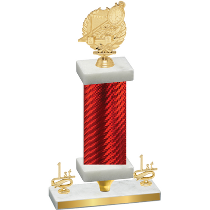 Premium Single Red Carbon Fiber First Place Swimming Trophy