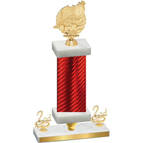 Premium Single Red Carbon Fiber Second Place Swimming Trophy