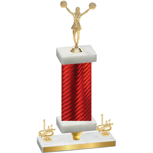 Premium Single Red Carbon Fiber First Place Cheerleading Trophy