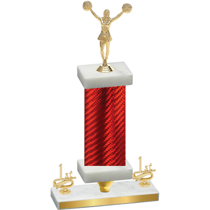 Premium Single Red Carbon Fiber First Place Cheerleading Trophy