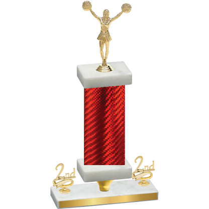 Premium Single Red Carbon Fiber Second Place Cheerleading Trophy